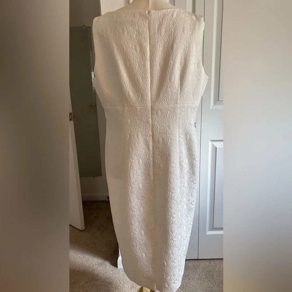 Kasper white Jacquard Floral sleeveless midi empire dress size 14 - Picture 5 of 6